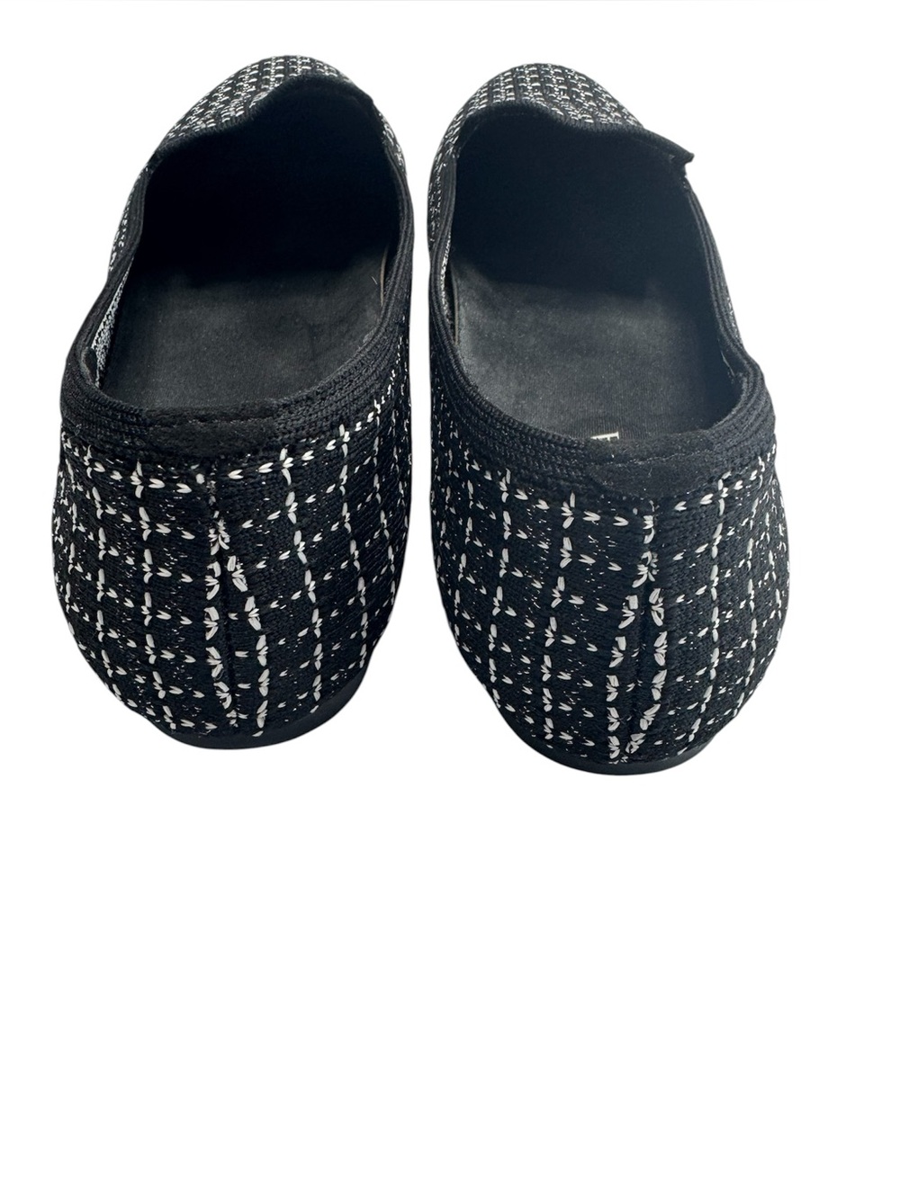VIVAIA Audrey Round Toe Woven Knit Loafers Black White Tweed Metallic Size 40 - Picture 4 of 6